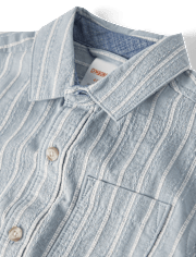 Boys Striped Linen-Blend Button Up Shirt - Linen Edit