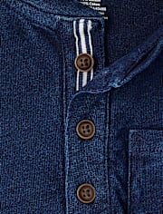 Boys Indigo Wash Henley Top - Driftwood Bay
