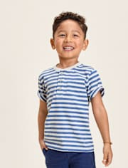 Haut Henley rayé en lin mélangé pour garçon - Collection Lin