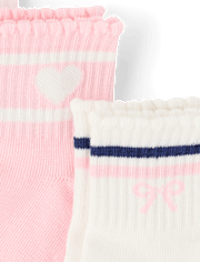Lot de 3 paires de chaussettes rayées à nœud papillon pour filles - Club House