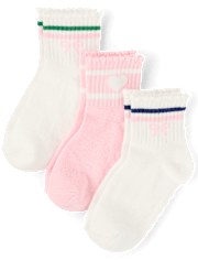 Girls Striped Bow Crew Socks 3-Pack - Club House