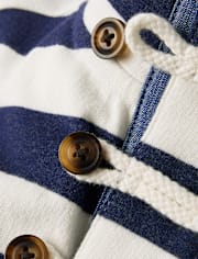 Kids Striped French Terry Half Button Pullover - Driftwood Bay