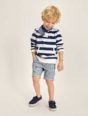 Kids Striped French Terry Half Button Pullover - Driftwood Bay