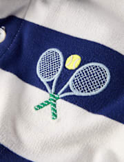 Kids Striped Embroidered Tennis French Terry Rugby Polo - Club House