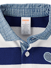 Kids Striped Embroidered Tennis French Terry Rugby Polo - Club House