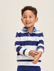 Kids Striped Embroidered Tennis French Terry Rugby Polo - Club House