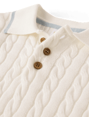 Boys Cable Knit Henley Sweater Polo - Enchanted Garden