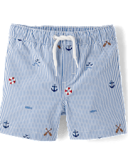 Maillot de bain garçon brodé en seersucker style côtier - Boutique de maillots de bain