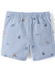 Maillot de bain garçon brodé en seersucker style côtier - Boutique de maillots de bain