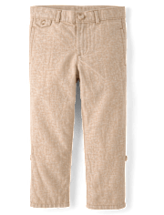 Pantalon chino à revers en lin mélangé pour garçon - Collection Lin