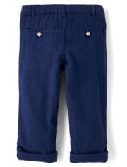 Boys Linen-Blend Roll Cuff Chino Pants - Linen Edit