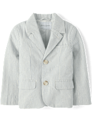 Boys Striped Linen-Blend Blazer - Special Occasions
