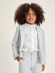 Boys Striped Linen-Blend Blazer - Special Occasions