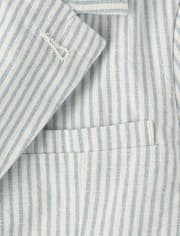 Boys Striped Linen-Blend Blazer - Special Occasions