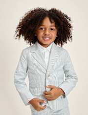 Boys Striped Linen-Blend Blazer - Special Occasions