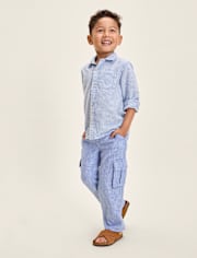 Boys Linen Blend Cargo Pants - Linen Edit