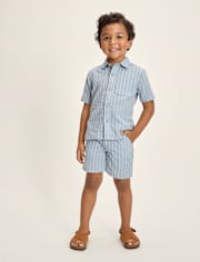 Short rayé en lin mélangé pour garçon - Collection Lin