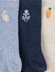 Chaussettes brodées lapin pour garçon, lot de 3 - Jardin enchanté