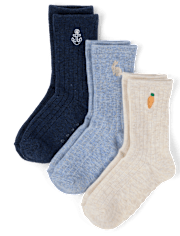 Chaussettes brodées lapin pour garçon, lot de 3 - Jardin enchanté