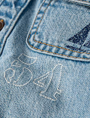 Boys Embroidered Lighthouse Denim Button Up Shirt - Driftwood Bay