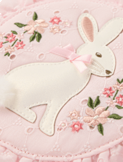 Girls Embroidered Bunny Ruffle Round Bag - Enchanted Garden