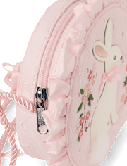 Girls Embroidered Bunny Ruffle Round Bag - Enchanted Garden