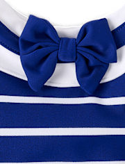 Girls Striped Bow Sailor One Piece Swimsuit - Swim Shop