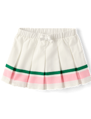 Girls Quick Dry Striped Hem Pleated Skort - Club House