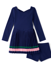 Girls Quick Dry Cross Back Pleated Active Dress - Club House