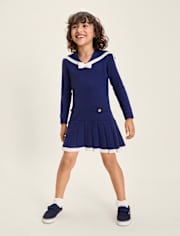 Girls Sailor Sweater Dress - Driftwood Bay