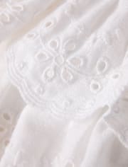 Jupe-short à volants en lin mélangé à œillets festonnés pour filles - Collection Lin