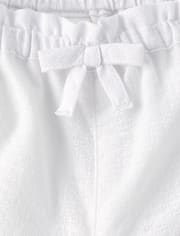 Girls Embroidered Eyelet Linen-Blend Pull On Shorts - Linen Edit