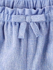 Girls Embroidered Eyelet Linen-Blend Pull On Shorts - Linen Edit