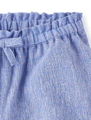Girls Embroidered Eyelet Linen-Blend Pull On Shorts - Linen Edit