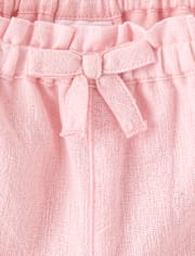 Girls Embroidered Eyelet Linen-Blend Pull On Shorts - Linen Edit