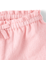 Girls Embroidered Eyelet Linen-Blend Pull On Shorts - Linen Edit