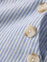 Girls Button Linen-Blend Sailor Pants - Linen Shop