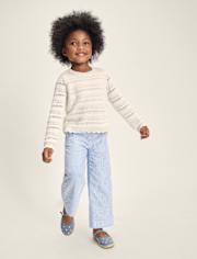 Girls Button Linen-Blend Sailor Pants - Linen Shop