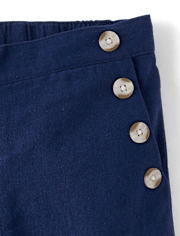 Girls Button Linen-Blend Sailor Pants - Linen Edit