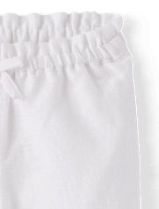 Pantalon large en lin mélangé brodé à œillets pour fille - Collection Lin