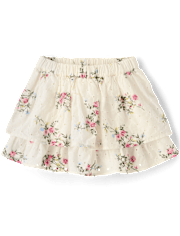 Girls Floral Eyelet Tiered Skort - Enchanted Garden