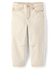 Girls Crochet Floral Barrel Jeans - Driftwood Bay