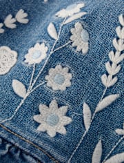 Girls Embroidered Floral Peplum Denim Jacket - Driftwood Bay