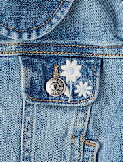 Girls Embroidered Floral Peplum Denim Jacket - Driftwood Bay