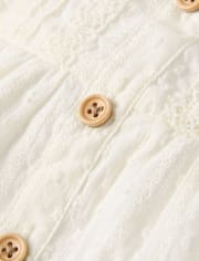 Girls Embroidered Eyelet Clip Dot Button Up Shirt - Driftwood Bay