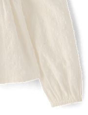 Girls Embroidered Eyelet Clip Dot Button Up Shirt - Driftwood Bay