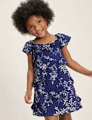 Girls Floral Ruffle Dress - Driftwood Bay
