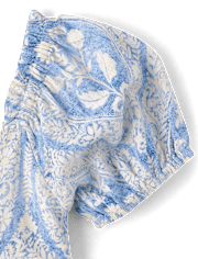 Girls Print Linen-Blend Ruffle Dress - Linen Shop