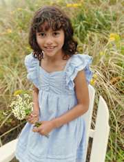 Robe à nœud papillon en lin mélangé pour filles - Collection Lin