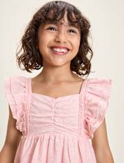 Robe à nœud papillon en lin mélangé pour filles - Collection Lin